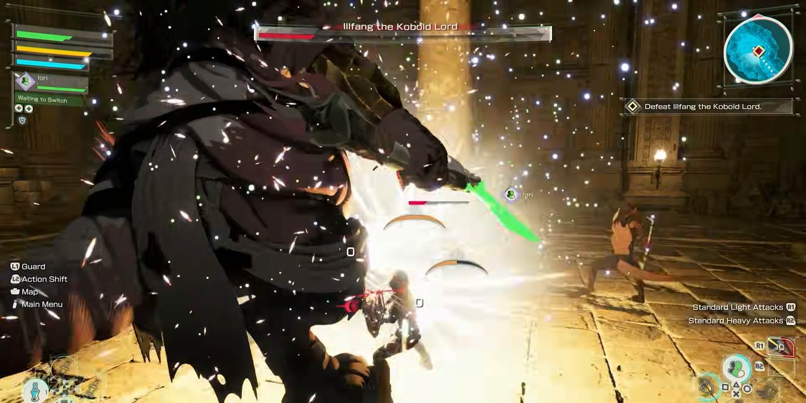 Illfang the Kobold Lord health bar and boss objective on screen during the Echoes of Aincrad demo fight