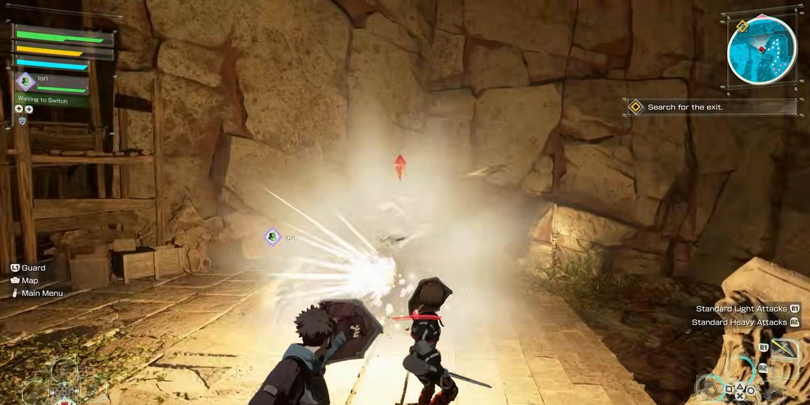 Melee combat with a sword against an enemy in the Echoes of Aincrad demo prologue dungeon