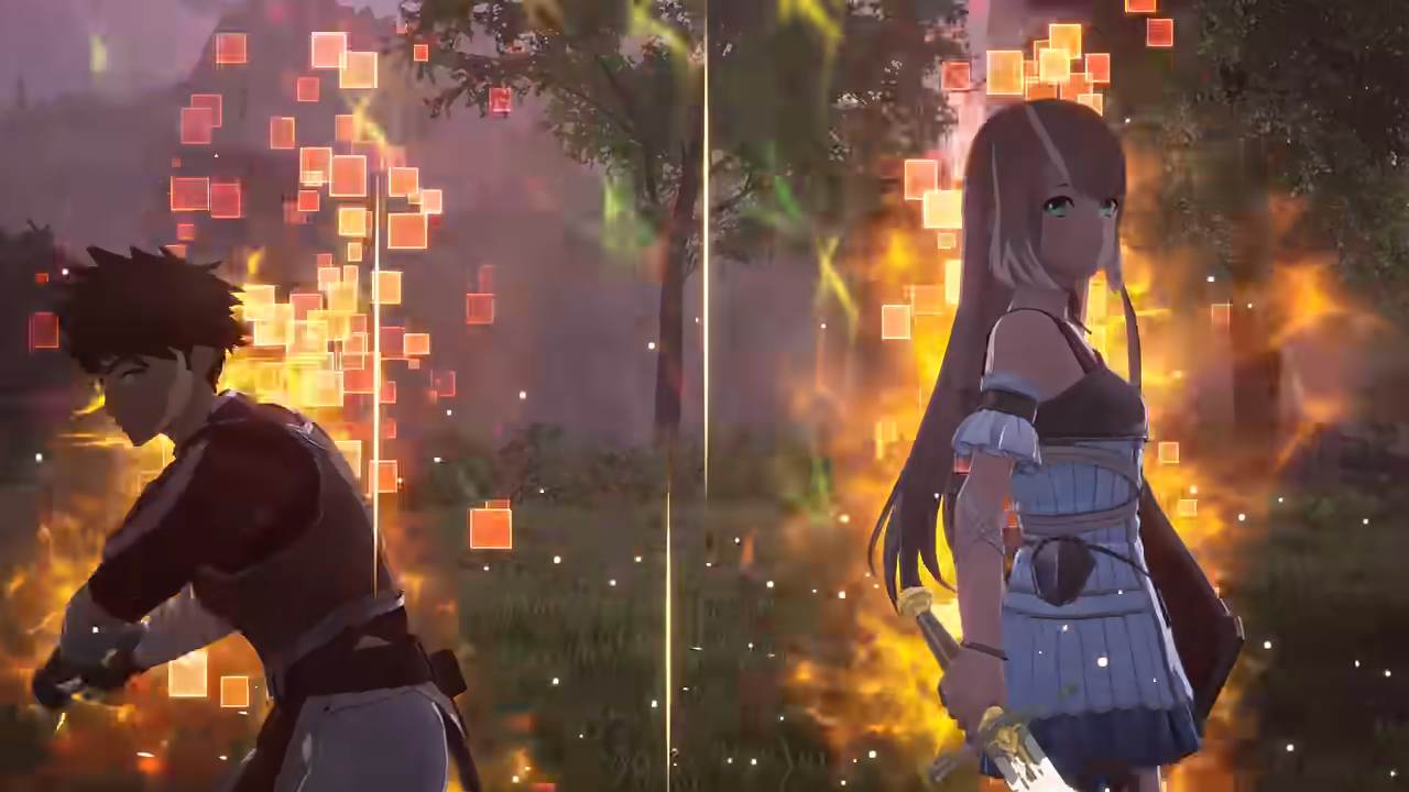 Iori and the player character in a story cutscene in the Echoes of Aincrad demo