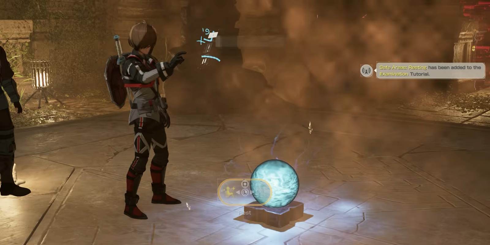 A save orb room, a safety area in Echoes of Aincrad