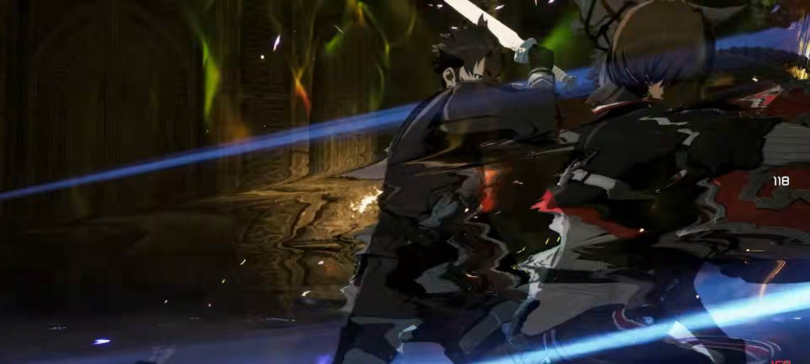 A player dashing with a skill effect in Echoes of Aincrad